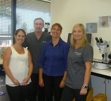 CFC Brisbane Southside program manager Paul Diggles and laboratory manager Jaime Oswald with visiting students