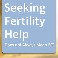 seeking fertility help text on powder blue box