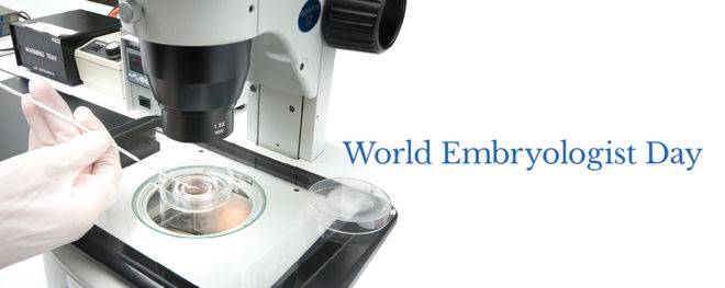 blog banner - microscope image text world embryologist day