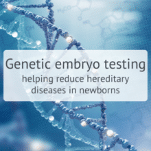 DNA imge text Genetic embryo testing helping reduce hereditary diseases in newborns banner